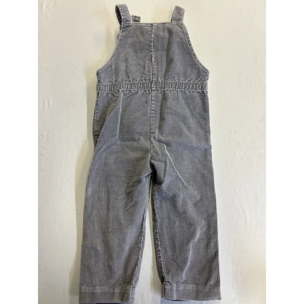 Vintage 80s 90s Lil Joe Gray Corduroy Overalls Toddler 2T Half Zip
